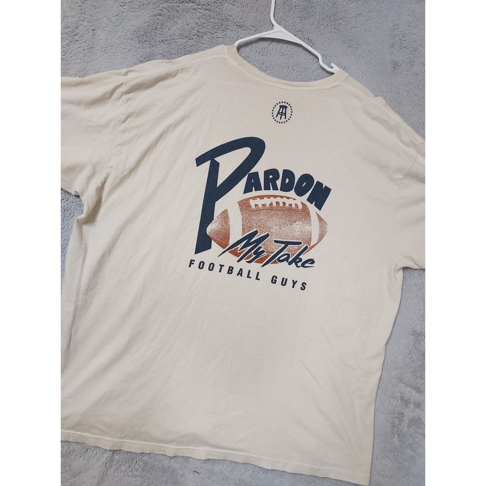 Barstool Sports Shirt Mens 3XL Pardon My Take Football Beige Dave Portnoy Cotton